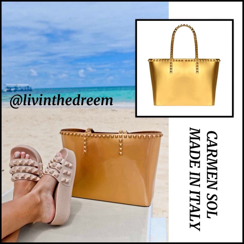 CARMEN SOL Seba Mid Tote - Gold Metallic Jelly $215